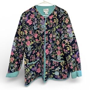 Vintage Y2K Era The Tog Shop Multicolor Button Close Floral Women's Jacket Large